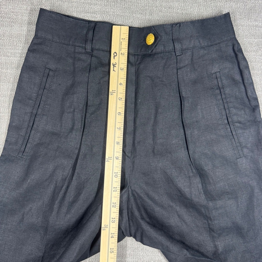 Vintage Escada Margaretha Ley Black Linen Pleated High Waist Trousers Pants 36 - Picture 5 of 10